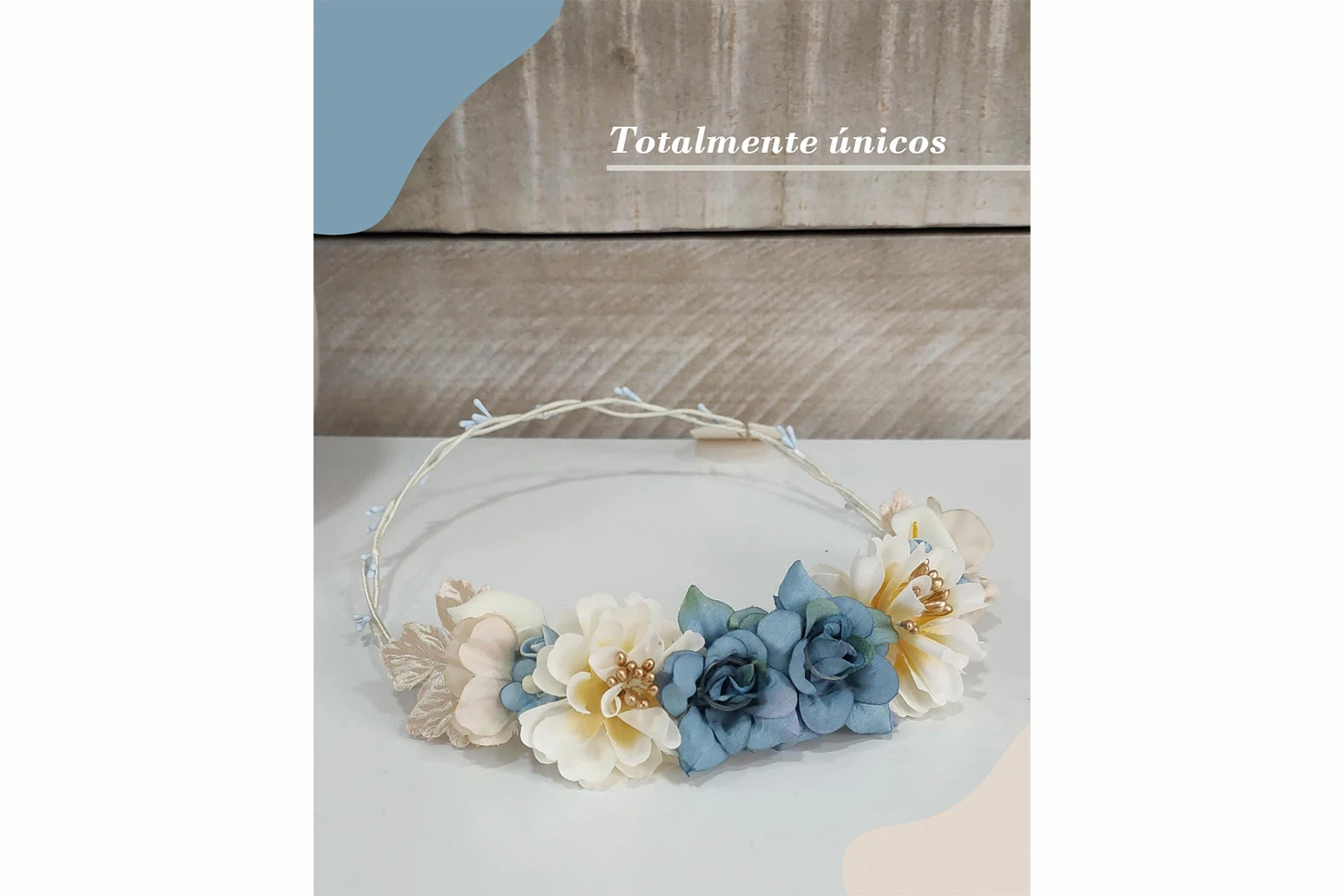 corona flores azules