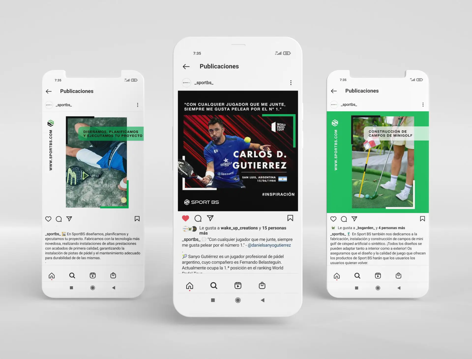 Prototipo publicaciones instagram Sports BS