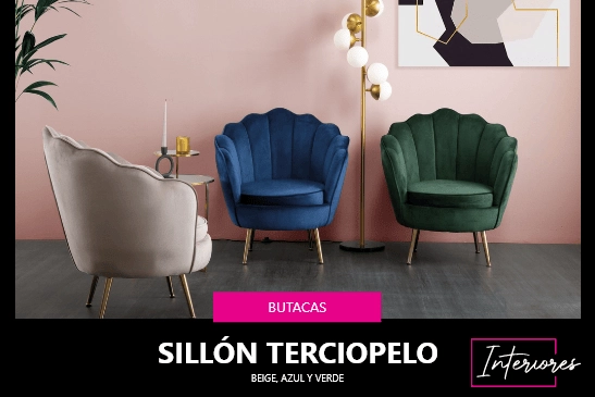 sillón terciopelo interiores chiclana